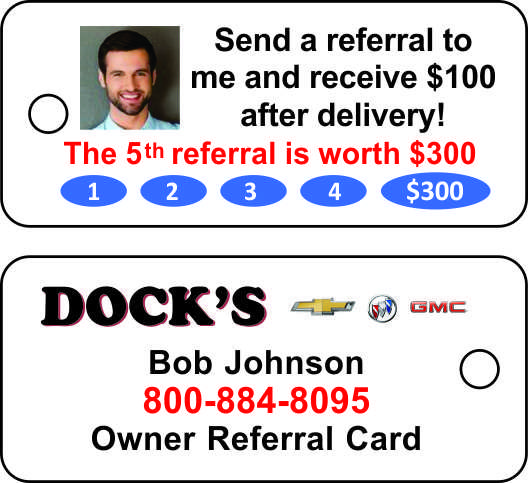 Punchable Key Tags for Car Salesman Referral Tags